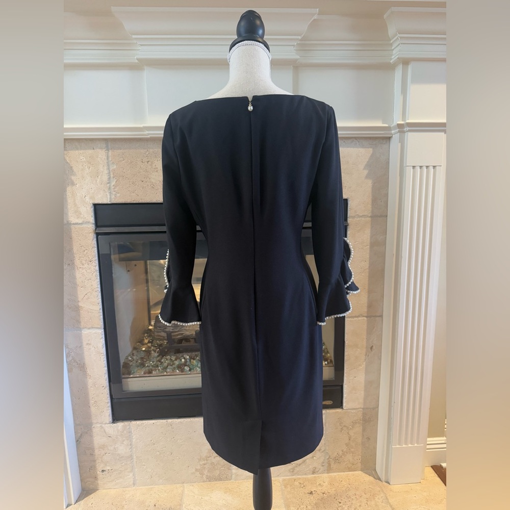 Karl Lagerfeld Elegant Black Dress with Pearl Accents Size 8 - Picture 4 of 10